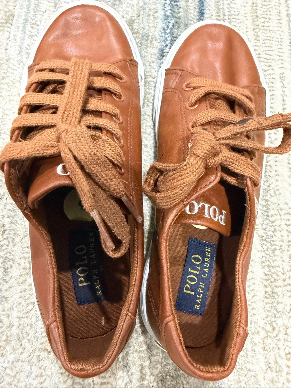 Polo by Ralph Lauren Brown Canvas-Lined Leather Sneakers